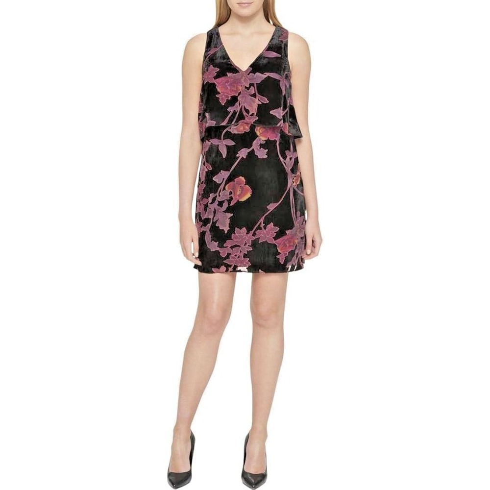 NWT Jessica Simpson burnout velvet floral popover dress lined Sz 12